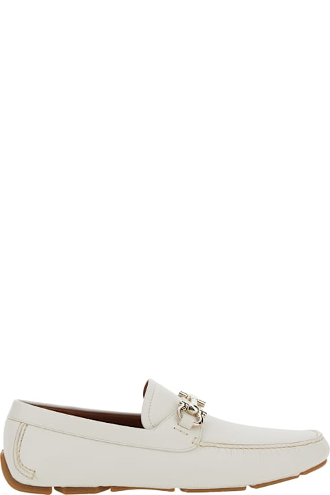 Ferragamo for Men Ferragamo 'parigi' White Loafers With Gancini Plaque On The Front In Soft Leather Man