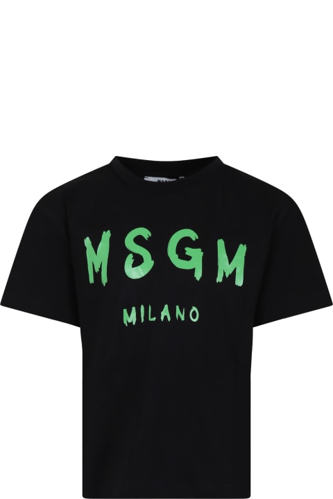 T-Shirts & Polo Shirts for Boys MSGM Black T-shirt For Kids With Logo