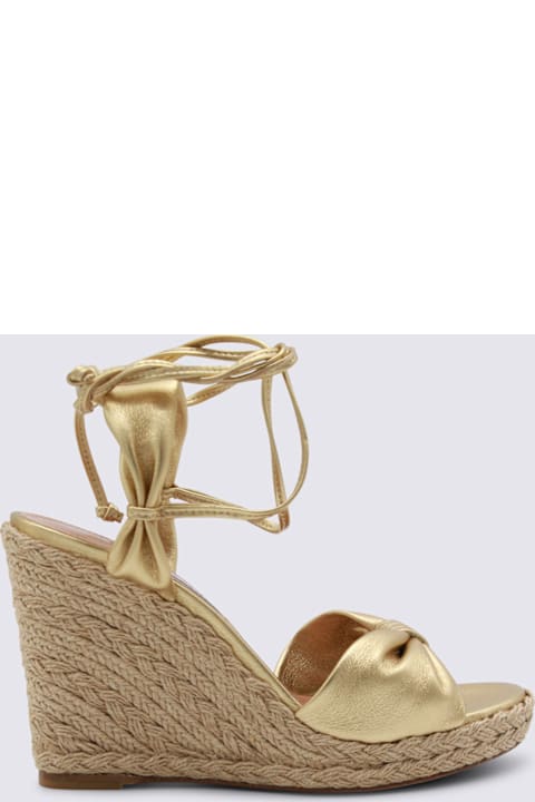 Aquazzura Soft Gold Leather Carina Wedge Espadrillas