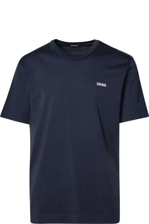 Zegna Men Zegna Blue Cotton T-shirt