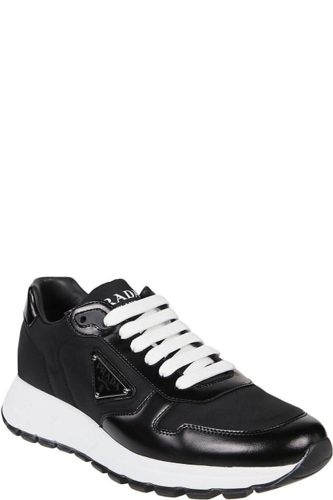 Shoes for Men Prada Triangle Logo Lace-up Sneakers