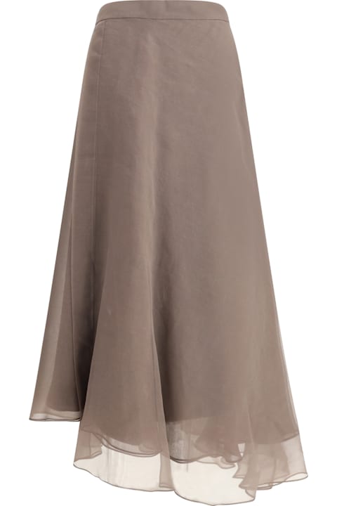 Fashion for Women Brunello Cucinelli Silk Crêpe Midi Skirt