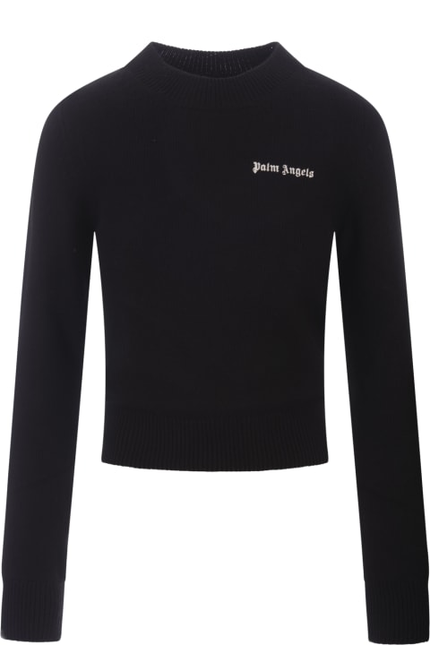 Clothing for Women Palm Angels Black Sweater With Contrasting Logo