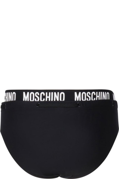 Moschino Underwear for Men Moschino Logo Waistband Drawstring Swim Briefs