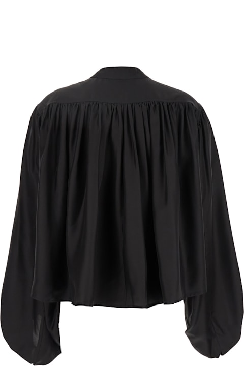 Róhe Clothing for Women Róhe Black Top With Mandarin Collar And Front And Rear Gathers In Silk Woman