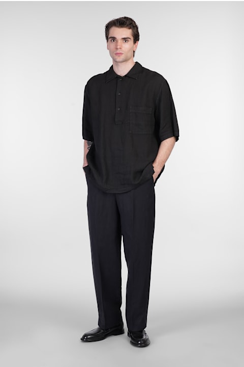 costumein Clothing for Men costumein Polx Polo In Black Linen