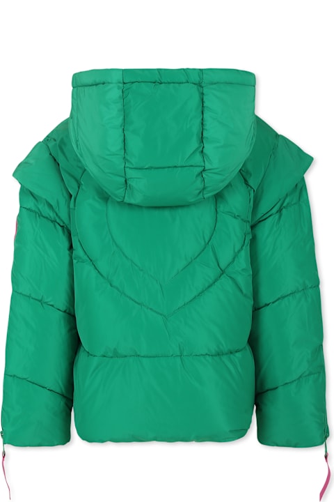 Homeware Pinko Green Down Jacket For Girl With Logo