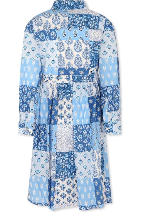 أدوات منزلية MC2 Saint Barth Light Blue Dress For Girl With Floral Print