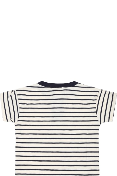 Petit Bateau T-Shirts & Polo Shirts for Baby Girls Petit Bateau Ivory T-shirt For Baby Boy With Logo