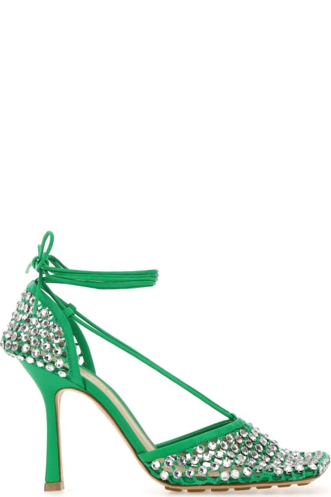Bottega Veneta Shoes for Women Bottega Veneta Grass Green Mesh Stretch Sandals