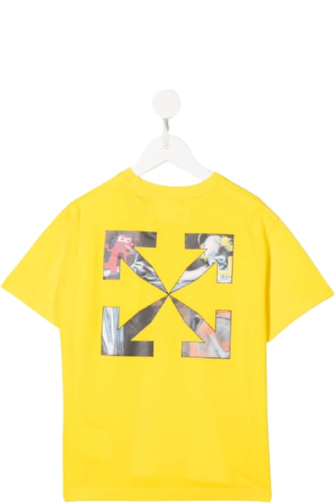 T-shirt Stampa Monster Arrow In Cotone Giallo Bambino Off White Kids
