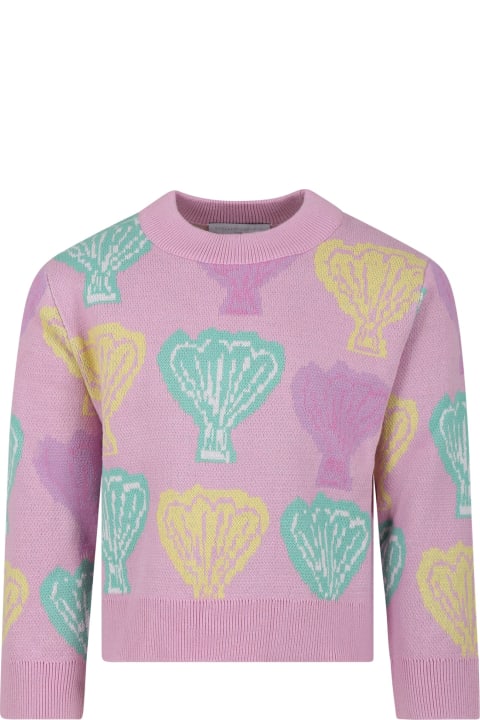 Sweaters & Sweatshirts for Girls Stella McCartney Kids Pink Sweater For Girl With Shells