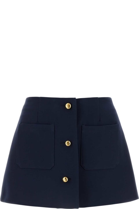 Clothing Sale for Women Prada Navy Blue Wool Blend Mini Skirt