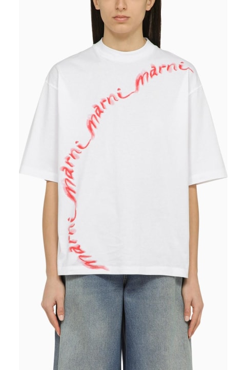 Marni for Women Marni White T-shirt With Logo In Organic Cotton