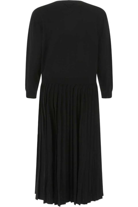 Dresses for Women Prada Black Stretch Wool Blend Dress