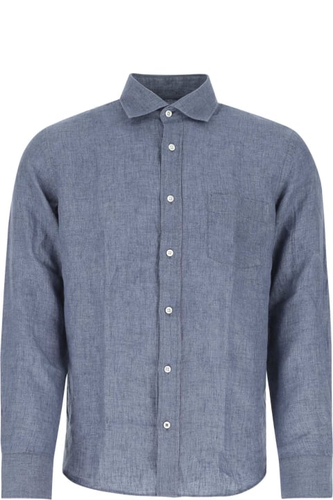 メンズ Hartfordのシャツ Hartford Denim Blue Linen Paul Shirt