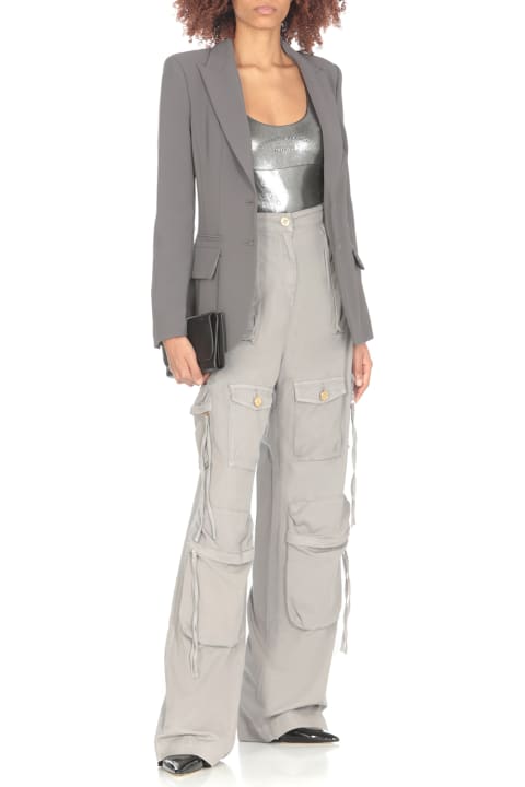 Underwear & Nightwear for Women Elisabetta Franchi Metallic Jersey Bodysuit With Logo
