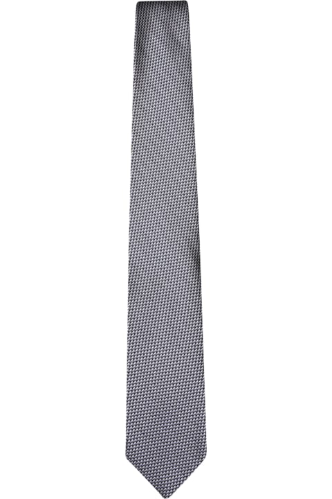 Ties for Men Tom Ford Geometric Silver Tie