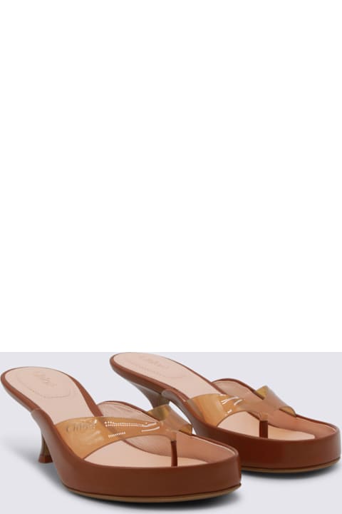 Chloé Brown Leather Junie Sandals