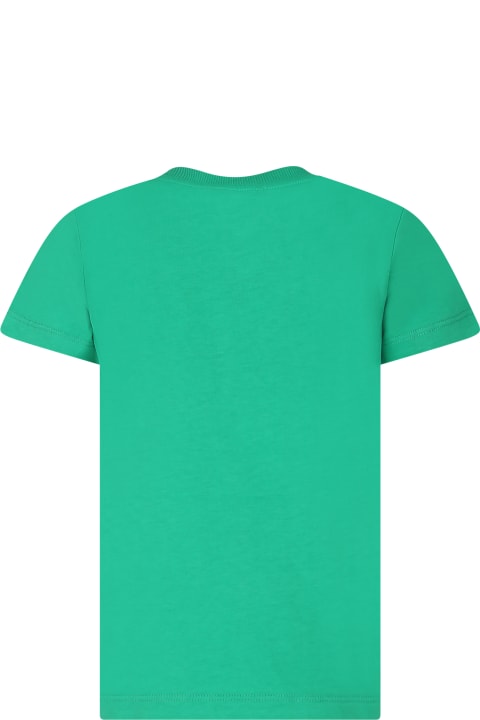 Sale for Kids Moschino Green T-shirt For Kids With Teddy Bears And Logo