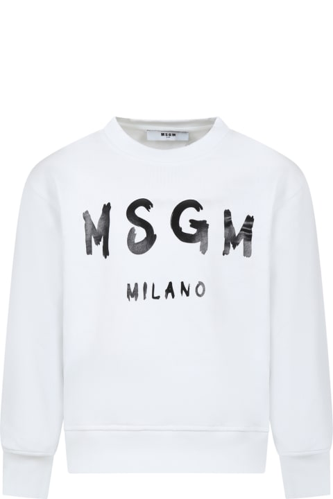 ボーイズ MSGMのニットウェア＆スウェットシャツ MSGM White Sweatshirt For Kids With Logo