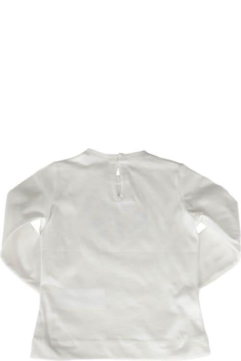 Topwear for Baby Girls Monnalisa Rhinestone Heart Print Jersey T-shirt