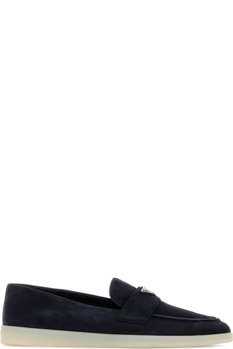 Prada Loafers & Boat Shoes for Men Prada Navy Blue Suede Loafers