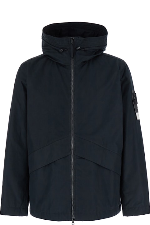 Stone Island Coats & Jackets for Men Stone Island Black Jacket With Hood And Funnel Neck In Cotton Man