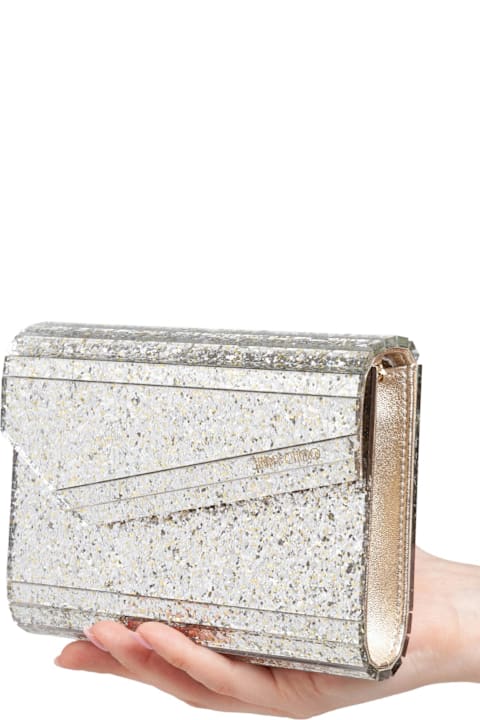 Homeware Jimmy Choo Candy Clutch Bag In Acrylic Fabric With Glitter