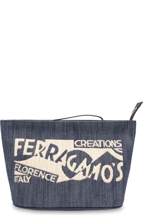 Bags for Women Ferragamo Logo Embroidered Clutch Bag