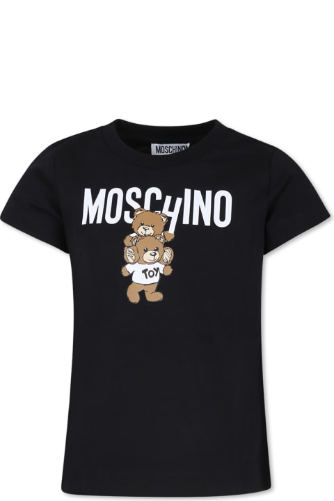Fashion for Kids Moschino Black T-shirt For Kids With Two Teddy Bears