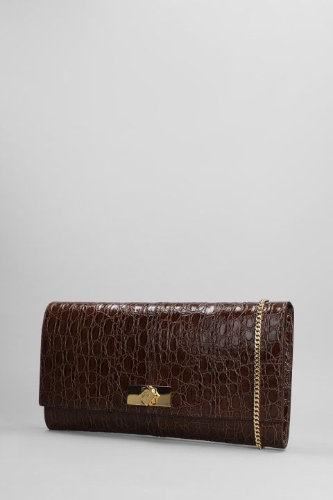 Giuseppe Zanotti Luggage for Women Giuseppe Zanotti Montserrat Crocco Clutch In Brown Leather