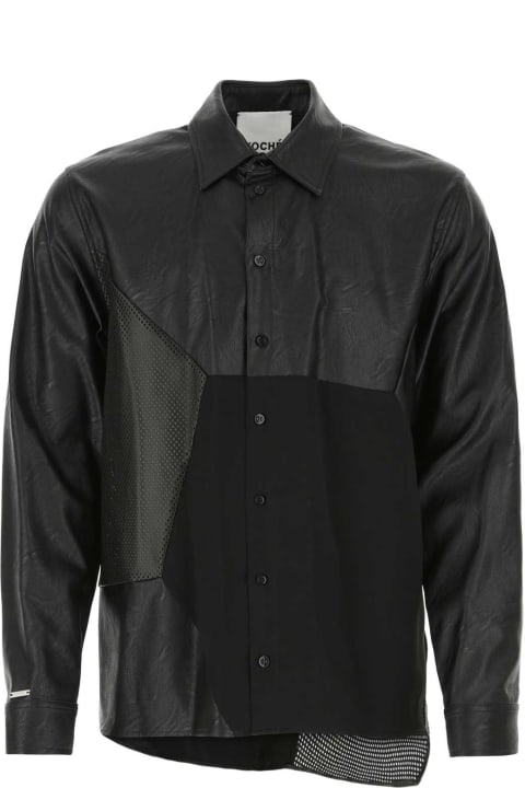 メンズ Kochéのシャツ Koché Black Synthetic Leather And Satin Shirt