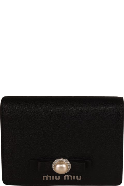 Snap Button Pearl Embellished Wallet
