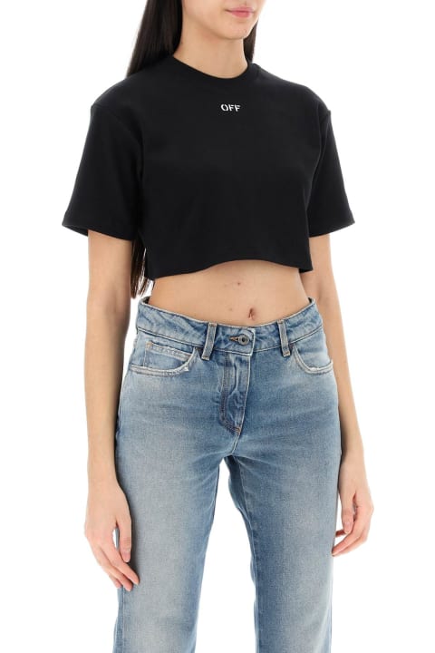 Off-White Topwear for Women Off-White Cropped T-shirt With Off Embroidery
