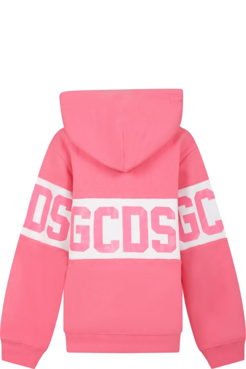 GCDS Mini for Kids GCDS Mini Pink Sweatshirt For Girl With Logo