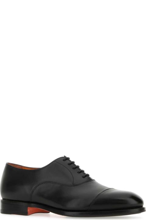 Fashion for Men Santoni Black Leather Lace-up Shoes