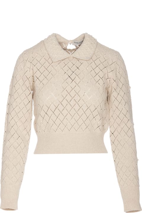 Golden Goose for Women Golden Goose Cropped Sweater With Pearl Embroidery