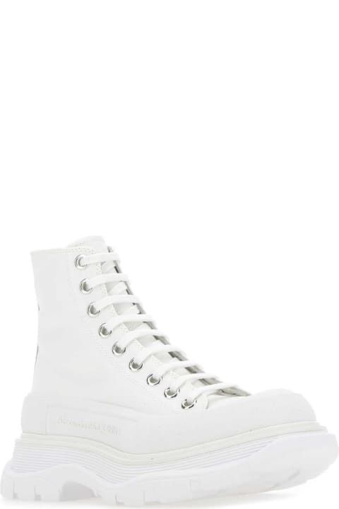 Fashion for Women Alexander McQueen Ivory Canvas Tread Slick Sneakers