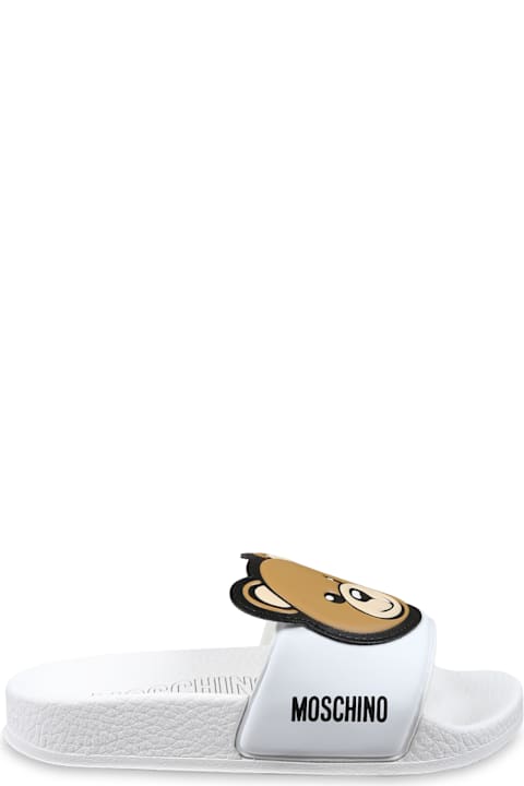 Moschino أحذية لـ أولاد Moschino White Slippers For Kids With Teddy Bear