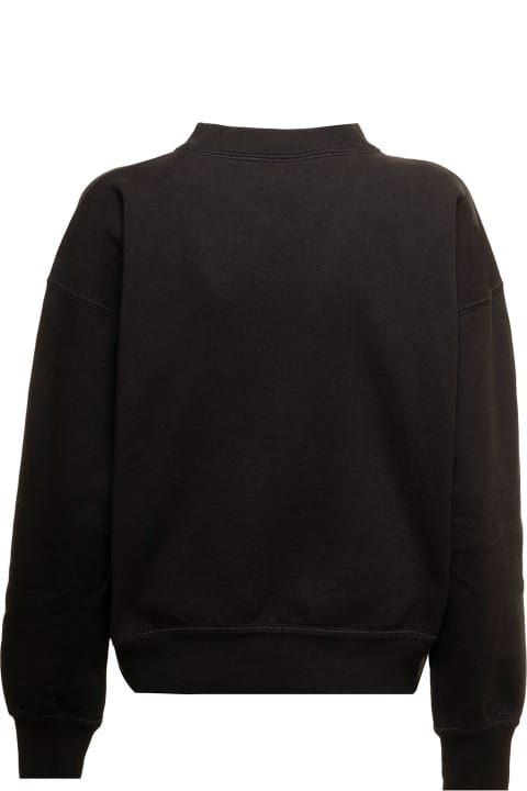 Black High Neck Cotton Sweatshirt With  Logo Isabel Marant Woman