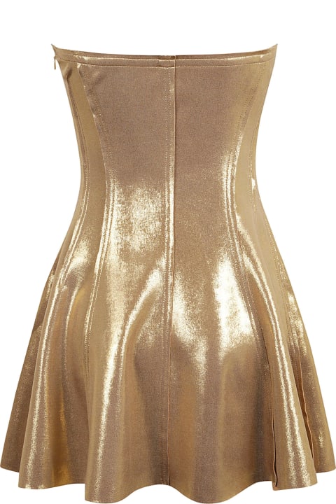 Norma Kamali for Women Norma Kamali Off-shoulder Metallic Flare Short Dress