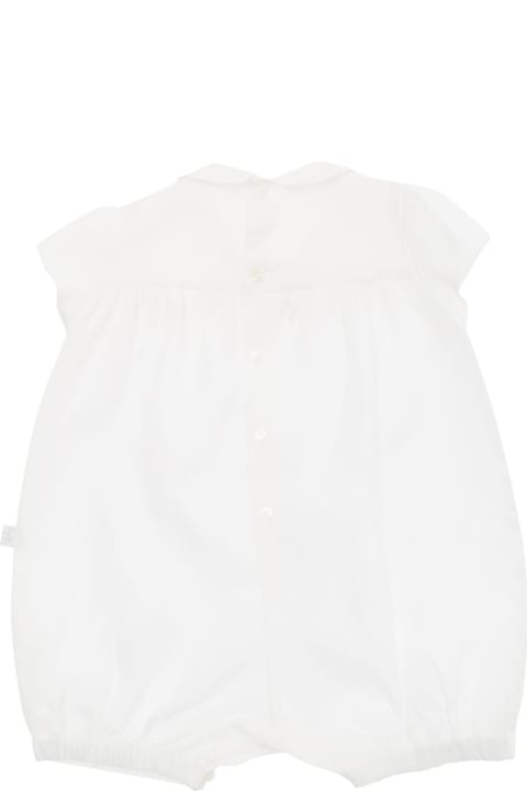 Il Gufo Bodysuits & Sets for Baby Boys Il Gufo White Romper With Flower Embroideries And Peter-pan Collar In Linen Baby
