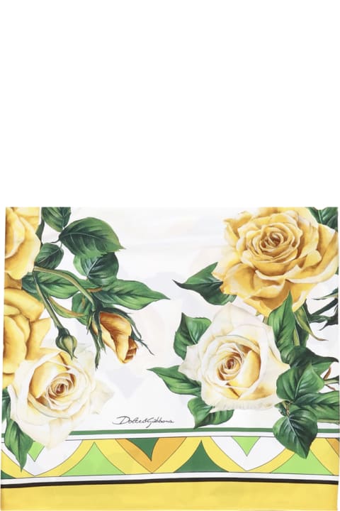 Dolce & Gabbana Accessories for Women Dolce & Gabbana Yellow Rose Scarf