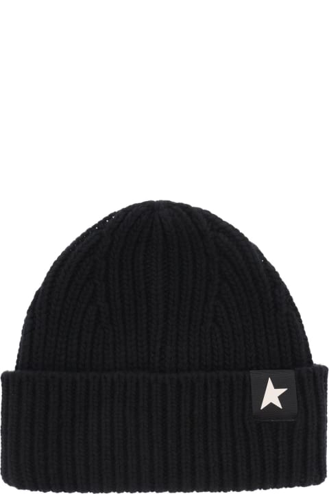 Golden Goose Hats for Women Golden Goose Black Wool Damian Star Beanie