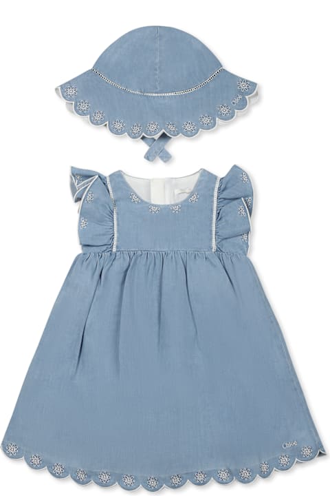 Fashion for Baby Girls Chloé Denim Dress For Baby Girl With Logo