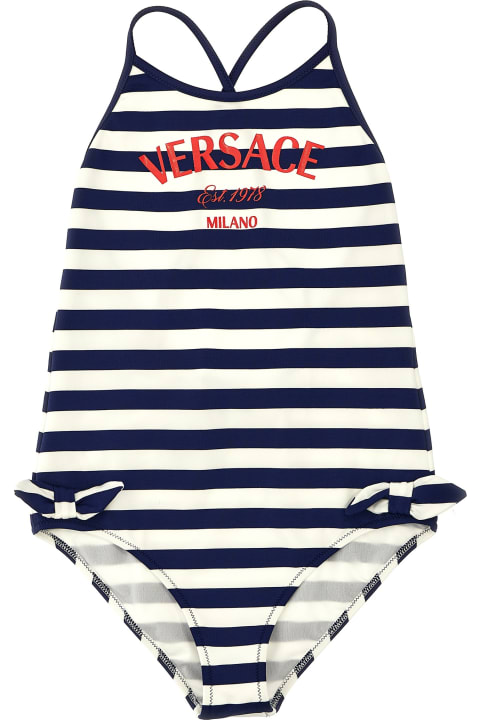 One-piece Swimsuit With Logo Stripes