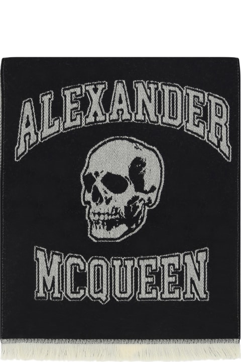 Scarves for Men Alexander McQueen Varsity Skull Print Scarf