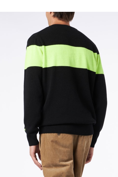 Homeware MC2 Saint Barth Man Crewneck Sweater Heron With Après Ski Jacquard