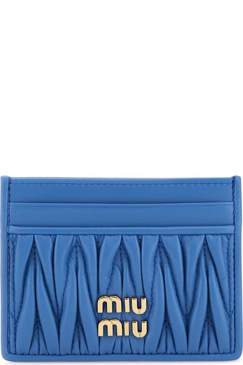 Miu Miu Wallets for Women Miu Miu Cerulean Leather Card Holder